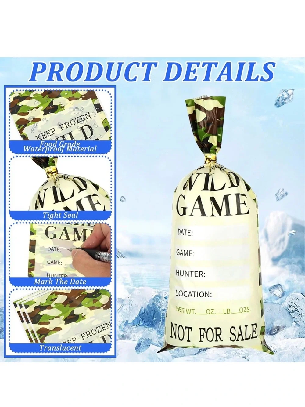 New Open Box 300 Pcs Ground Pork Freezer Bags 1lb Ground Meat Bags with Tape Bag